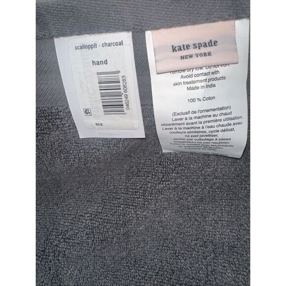 Kate Spade New York Charcoal Scallop Pleat Hand Towel 18x32 In. - Picture 2 of 3